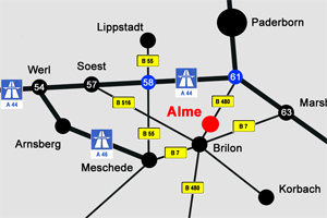 Übersichtskarte Alme im Hochsauerlandkreis