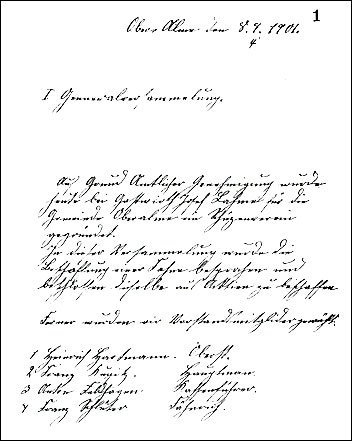 Das originale Gründungsprotokoll vom 8. April 1901